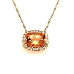 Diamond Morganite Pendant Necklace 14k Gold 7.35 TCW Certified $5,950 213256
